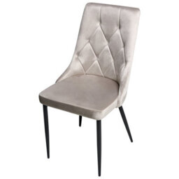 Wyld And Coco Nova Taupe Velvet Dining Chairs Set Of 2 With Black Iron Legs 49 X 61 X 96 Cm - thumbnail 6