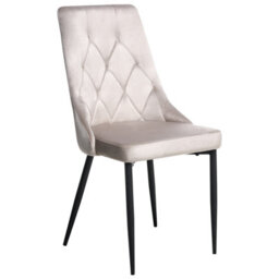 Wyld And Coco Nova Taupe Velvet Dining Chairs Set Of 2 With Black Iron Legs 49 X 61 X 96 Cm - thumbnail 4