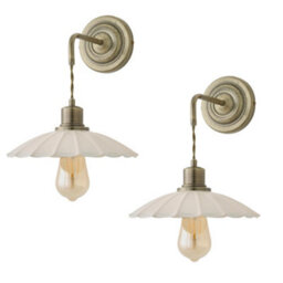 Valuelights Holborn Pair Of Cream Scallop Adjustable Wall Lights - thumbnail 1