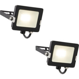 2 Pack Outdoor Waterproof Led Floodlight - 20W Cool White Led - Matt Black - thumbnail 1