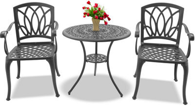 Centurion Supports Positano Garden And Patio Table And 2 Chairs Cast Aluminium Bistro Set - Grey - image 1