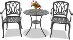 Centurion Supports Positano Garden And Patio Table And 2 Chairs Cast Aluminium Bistro Set - Grey
