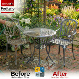 Centurion Supports Positano Garden And Patio Table And 2 Chairs Cast Aluminium Bistro Set - Grey - thumbnail 6