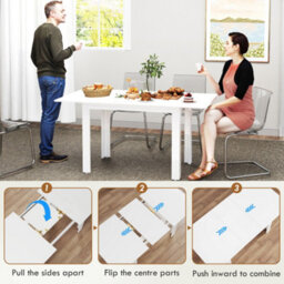 Homcom Extendable Dining Table, Seats 4-6 People, High Gloss White - thumbnail 5