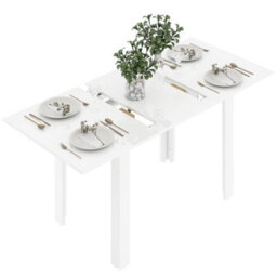Homcom Extendable Dining Table, Seats 4-6 People, High Gloss White - thumbnail 2