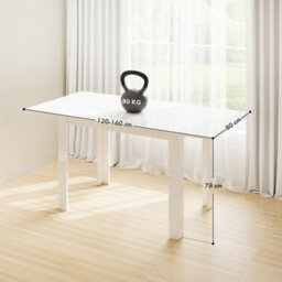 Homcom Extendable Dining Table, Seats 4-6 People, High Gloss White - thumbnail 3