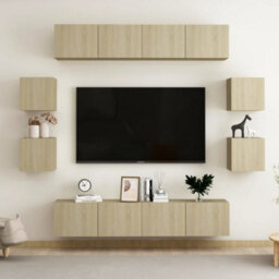 Berkfield 8 Piece Tv Cabinet Set Sonoma Oak Engineered Wood - thumbnail 1