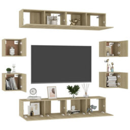 Berkfield 8 Piece Tv Cabinet Set Sonoma Oak Engineered Wood - thumbnail 3