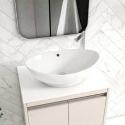 Royal Bathrooms Orion 600mm Warm Taupe Floor Standing Plain White Countertop Vanity Unit 2 Drawer With Amaze Basin & Chrome Accent Trim - thumbnail 5