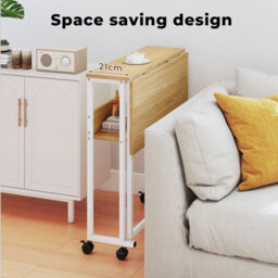 Levede Foldable Computer Desk Folding Table With Shelf Wheels For Small Space - thumbnail 8