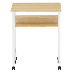 Levede Foldable Computer Desk Folding Table With Shelf Wheels For Small Space - thumbnail 3