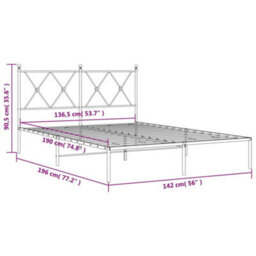 Berkfield Metal Bed Frame Without Mattress With Headboard Black 135X190Cm - thumbnail 8