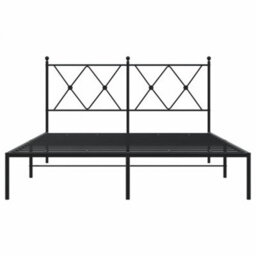 Berkfield Metal Bed Frame Without Mattress With Headboard Black 135X190Cm - thumbnail 4