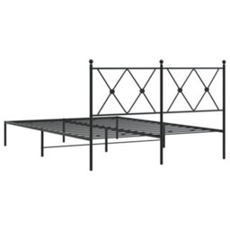 Berkfield Metal Bed Frame Without Mattress With Headboard Black 135X190Cm - thumbnail 6