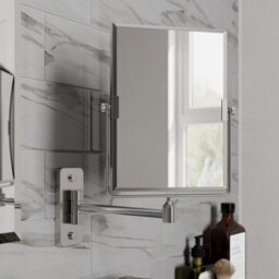 Aveli Wall Mounted 3X Magnifying Bathroom Mirror Shaving Make Up Extending Chrome - thumbnail 2