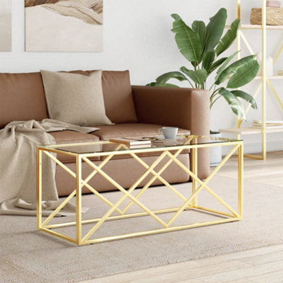 Berkfield Coffee Table 110X45X45 Cm Stainless Steel And Glass - image 1