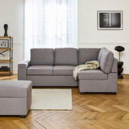 Sweeek - 3-Seater Corner Sofa Bed With Footstool Carl Light Grey 223X83X89 Cm - thumbnail 8