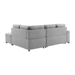 Sweeek - 3-Seater Corner Sofa Bed With Footstool Carl Light Grey 223X83X89 Cm - thumbnail 3