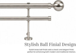 Lister Cartwright Double Curtain Fixed Pole Set With White Ball Finials - 19mm And 28mm Metal Poles(200 Cm) - thumbnail 2