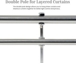 Lister Cartwright Double Curtain Fixed Pole Set With White Ball Finials - 19mm And 28mm Metal Poles(200 Cm) - thumbnail 3