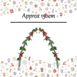 Christmas Red Berry Pine Holly Garland Decoration X 1 150Cm Red, Green - thumbnail 2