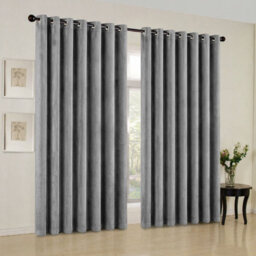 Oxford Homeware Eyelet Velvet Curtains Grey Fully Lined Blackout Thermal Insulated Eyelet Curtains Pair (W)168Cm X (L)228Cm - thumbnail 9