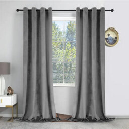 Oxford Homeware Eyelet Velvet Curtains Grey Fully Lined Blackout Thermal Insulated Eyelet Curtains Pair (W)168Cm X (L)228Cm - thumbnail 8