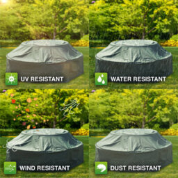 Woodside Green Waterproof Outdoor 8 Seater Round Picnic Table Cover - thumbnail 5