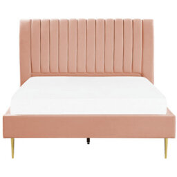 Beliani Bed Velvet Marville 140 X 200 Cm (Eu Double) Peach Pink - thumbnail 5