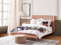 Beliani Bed Velvet Marville 140 X 200 Cm (Eu Double) Peach Pink - thumbnail 2