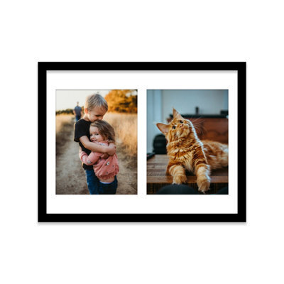 16X12 Inch 2 Opening Photo Collage Frame, Display Two 9X7 Inch Photos, Multi Aperture Family Picture Frame, Black - image 1