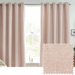 furn. Petal Pink Woven Lined Eyelet Curtains (W)228Cm (L)228Cm, Pair - thumbnail 4