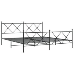 Berkfield Metal Bed Frame Without Mattress With Footboard Black 183X213Cm - thumbnail 3
