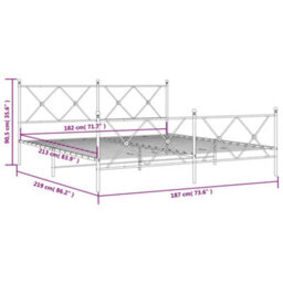 Berkfield Metal Bed Frame Without Mattress With Footboard Black 183X213Cm - thumbnail 8