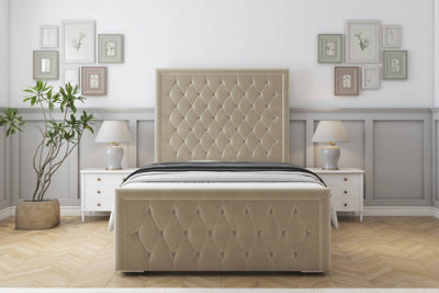 "Sloomy Monroe Almond Coniston Bed Frame With 50"" Upholstered Headboard 6' Super King" - image 1