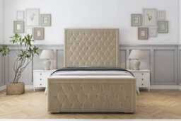 "Sloomy Monroe Almond Coniston Bed Frame With 50"" Upholstered Headboard 6' Super King" - thumbnail 1