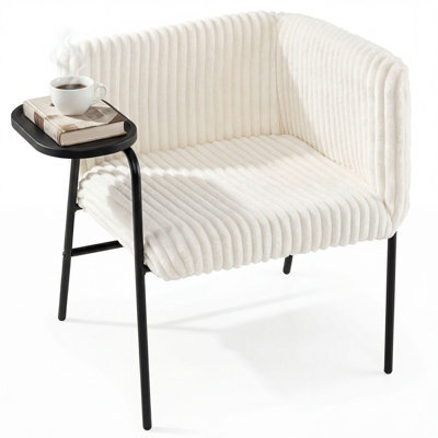 Gainoom Modern Accent Chair Corduroy Upholstered Armchair With Solid Metal Frame - image 1