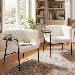 Gainoom Modern Accent Chair Corduroy Upholstered Armchair With Solid Metal Frame - thumbnail 5