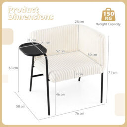 Gainoom Modern Accent Chair Corduroy Upholstered Armchair With Solid Metal Frame - thumbnail 2