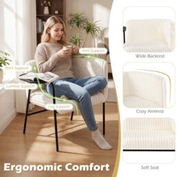 Gainoom Modern Accent Chair Corduroy Upholstered Armchair With Solid Metal Frame - thumbnail 7