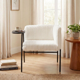 Gainoom Modern Accent Chair Corduroy Upholstered Armchair With Solid Metal Frame - thumbnail 3
