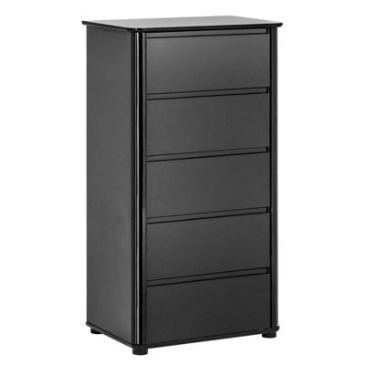 Orsina Spacious Black High Gloss 5 Drawer Chest, Modern Chest Of Drawers For Livingroom, Minimalist Storage Chest - image 1