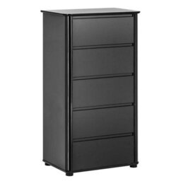 Orsina Spacious Black High Gloss 5 Drawer Chest, Modern Chest Of Drawers For Livingroom, Minimalist Storage Chest - thumbnail 1