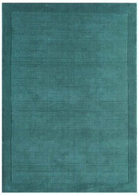 Plain Rug, Wool Rug For Living Room, Easy To Clean Rug, Handmade Rug For Dining Room, 9mm Thick Teal Rug-68Cm X 240Cm (Runner) - image 1