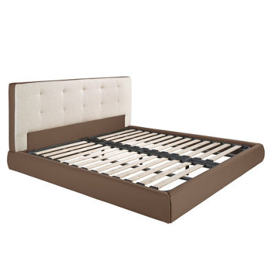 Angel Cerda Elegant Brown Fabric And Leatherette Upholstered Bed For Modern Bedrooms - image 1