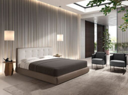 Angel Cerda Elegant Brown Fabric And Leatherette Upholstered Bed For Modern Bedrooms - thumbnail 3