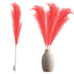 Shatchi 100Cm Prelit Red Pampas Grass Warm White Leds Battery-Operated Christmas Artificial Flowers Decorations - thumbnail 1