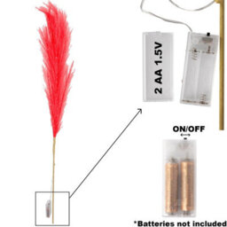 Shatchi 100Cm Prelit Red Pampas Grass Warm White Leds Battery-Operated Christmas Artificial Flowers Decorations - thumbnail 2