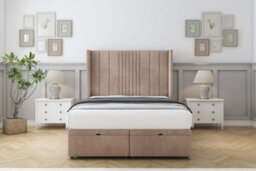 "Comfort Grace Mink Naples Ottoman Bed Base With 54"" Wingback Headboard 5' King"