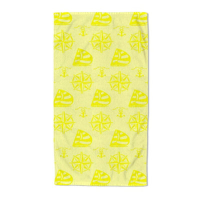 Velosso Yellow Anchor Embossed Jacquard Beach Towel 75Cm X 150Cm